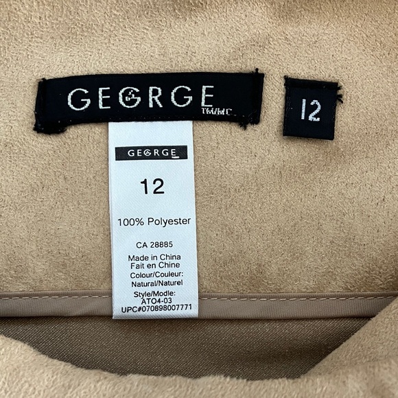George women’s size 12 microsuede Tan below the knee midi Skirt - Picture 2 of 13